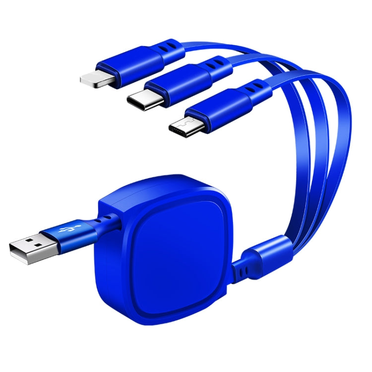 สายชาร์จแบบดึงเก็บได้ 3 in 1 USB เป็น USB-C / Type-C + 8 Pin + Micro USB ความยาว 1.2 ม. 3.5A สูงสุด