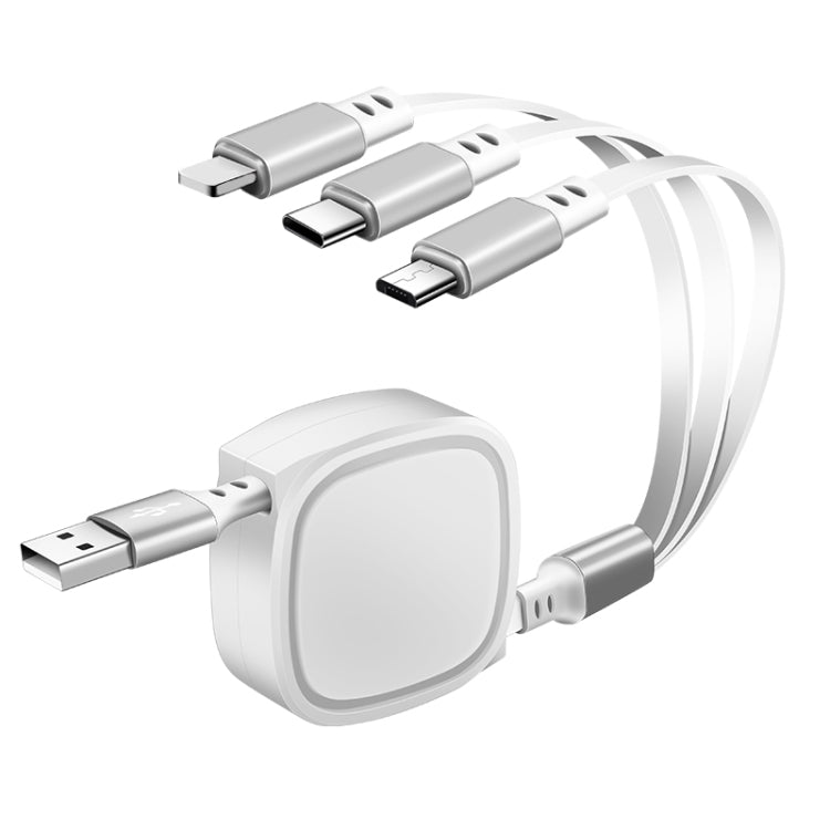สายชาร์จแบบดึงเก็บได้ 3 in 1 USB เป็น USB-C / Type-C + 8 Pin + Micro USB ความยาว 1.2 ม. 3.5A สูงสุด