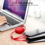 สายชาร์จแบบดึงเก็บได้ 3 in 1 USB เป็น USB-C / Type-C + 8 Pin + Micro USB ความยาว 1.2 ม. 3.5A สูงสุด