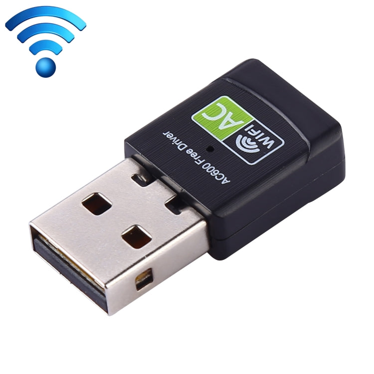 อะแดปเตอร์ WiFi USB 2.0 แบบสองย่านความถี่ 2.4GHz & 5GHz ความเร็ว AC600Mbps พร้อมไดรเวอร์ฟรี, AC600Mbps