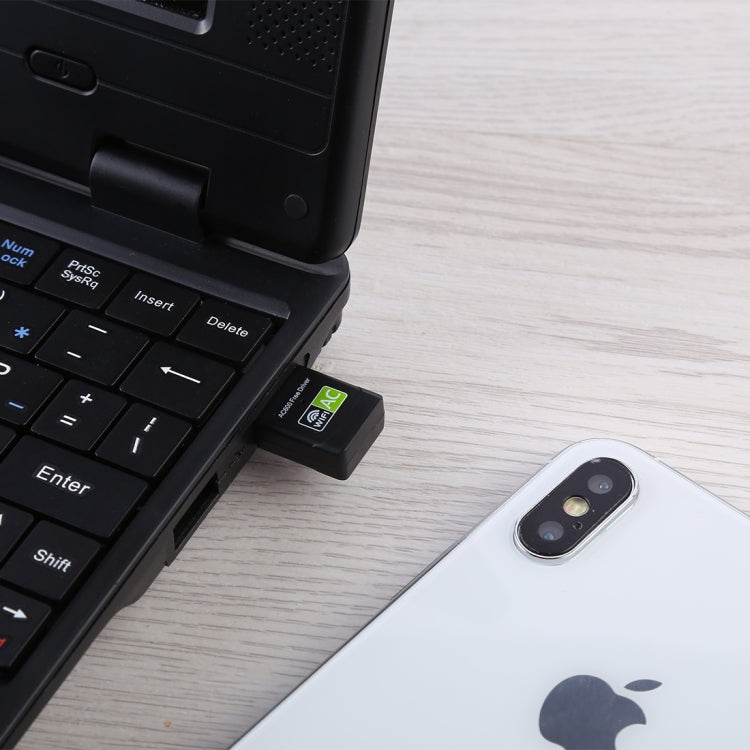 อะแดปเตอร์ WiFi USB 2.0 แบบสองย่านความถี่ 2.4GHz & 5GHz ความเร็ว AC600Mbps พร้อมไดรเวอร์ฟรี, AC600Mbps