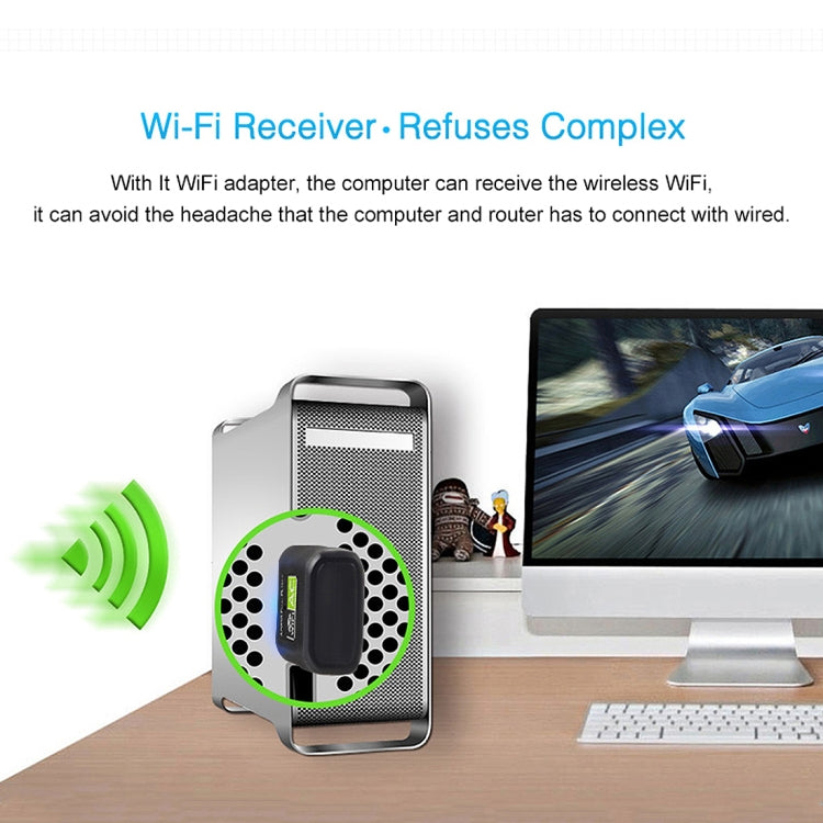 อะแดปเตอร์ WiFi USB 2.0 แบบสองย่านความถี่ 2.4GHz & 5GHz ความเร็ว AC600Mbps พร้อมไดรเวอร์ฟรี, AC600Mbps