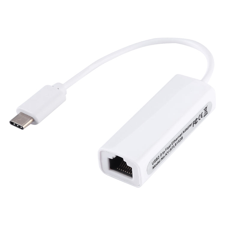 การ์ดเครือข่ายอีเธอร์เน็ตอะแดปเตอร์ USB-C / Type-C 10 / 100 Mbps รุ่น KY-RTL8152B, USB Type-C 100Mbps