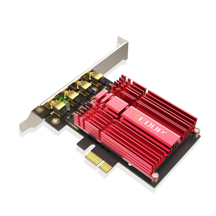 การ์ดเครือข่ายภายนอก EDUP 9633-800 PCI-Express แบบสองย่านความถี่ 2.4GHz & 5GHz ความเร็ว AC1900Mbps พร้อมเสาอากาศ 4 ต้น, AC1900Mbps
