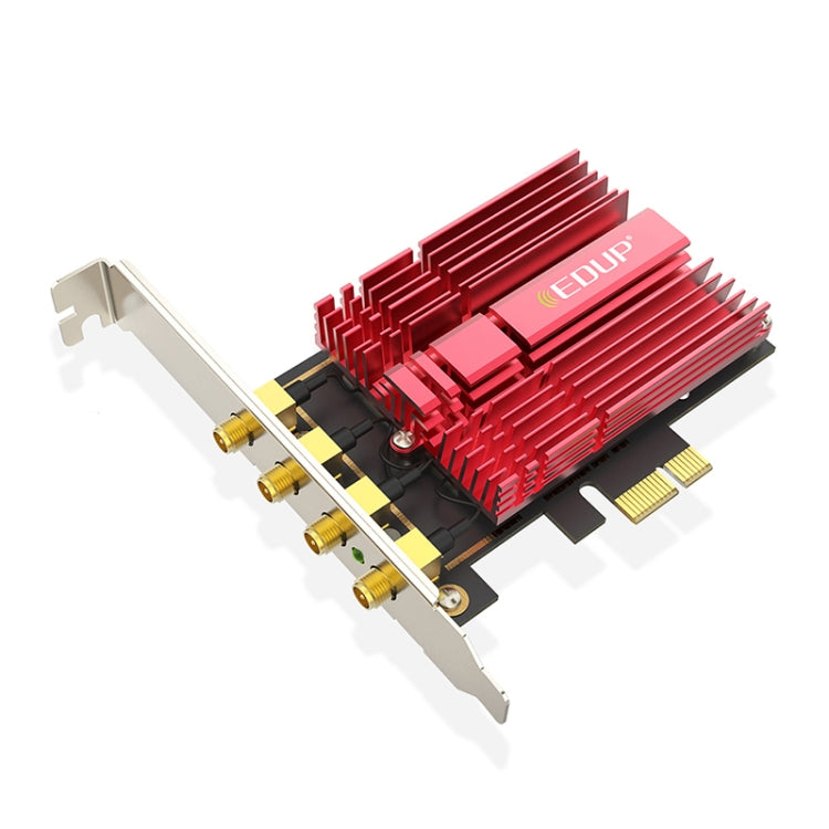 การ์ดเครือข่ายภายนอก EDUP 9633-800 PCI-Express แบบสองย่านความถี่ 2.4GHz & 5GHz ความเร็ว AC1900Mbps พร้อมเสาอากาศ 4 ต้น, AC1900Mbps
