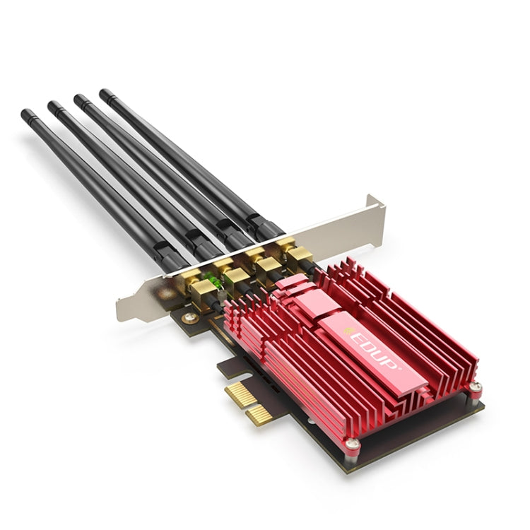 การ์ดเครือข่ายภายนอก EDUP 9633-800 PCI-Express แบบสองย่านความถี่ 2.4GHz & 5GHz ความเร็ว AC1900Mbps พร้อมเสาอากาศ 4 ต้น, AC1900Mbps