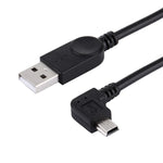 สายชาร์จและถ่ายโอนข้อมูล Mini USB มุม 90 องศาซ้าย ความยาว 28 ซม., Mini USB มุมซ้าย