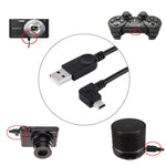 สายชาร์จและถ่ายโอนข้อมูล Mini USB มุม 90 องศาซ้าย ความยาว 28 ซม., Mini USB มุมซ้าย