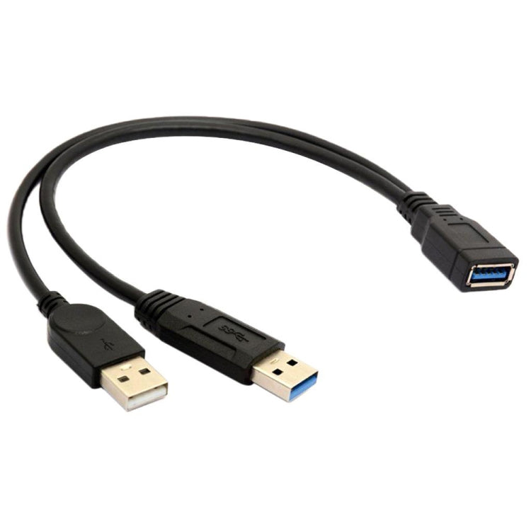 สาย USB 3.0 ตัวเมีย 2 in 1 เป็น USB 2.0 + USB 3.0 ตัวผู้ สำหรับคอมพิวเตอร์/แล็ปท็อป ความยาว 29 ซม., USB 3.0 AF เป็น USB 2.0 AM + USB 3.0 AM