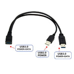 สาย USB 3.0 ตัวเมีย 2 in 1 เป็น USB 2.0 + USB 3.0 ตัวผู้ สำหรับคอมพิวเตอร์/แล็ปท็อป ความยาว 29 ซม., USB 3.0 AF เป็น USB 2.0 AM + USB 3.0 AM