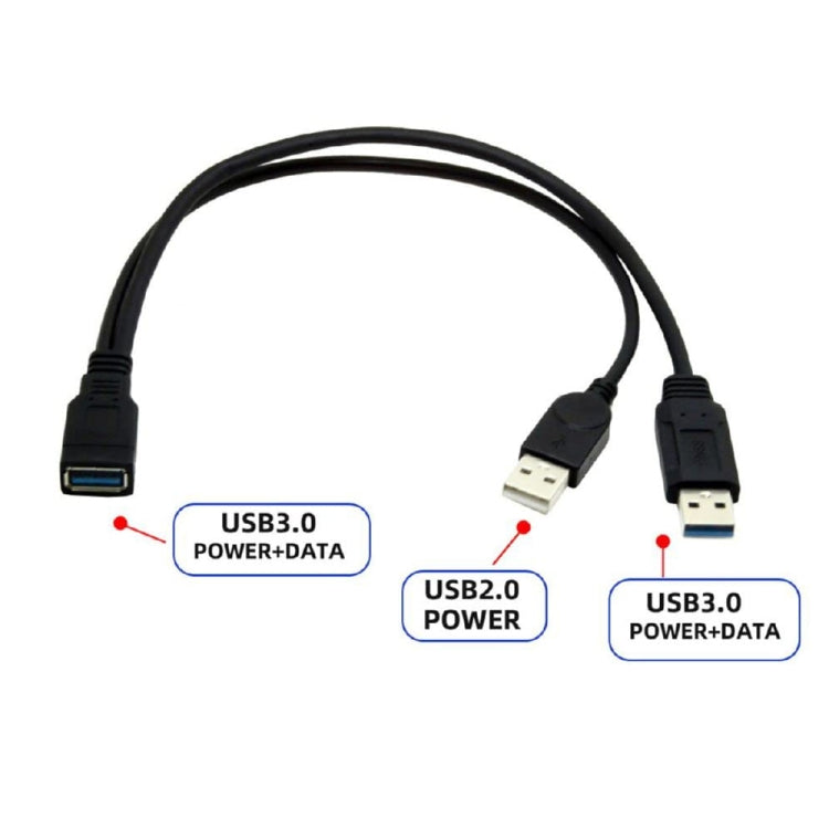 สาย USB 3.0 ตัวเมีย 2 in 1 เป็น USB 2.0 + USB 3.0 ตัวผู้ สำหรับคอมพิวเตอร์/แล็ปท็อป ความยาว 29 ซม., USB 3.0 AF เป็น USB 2.0 AM + USB 3.0 AM