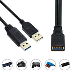 สาย USB 3.0 ตัวเมีย 2 in 1 เป็น USB 2.0 + USB 3.0 ตัวผู้ สำหรับคอมพิวเตอร์/แล็ปท็อป ความยาว 29 ซม., USB 3.0 AF เป็น USB 2.0 AM + USB 3.0 AM