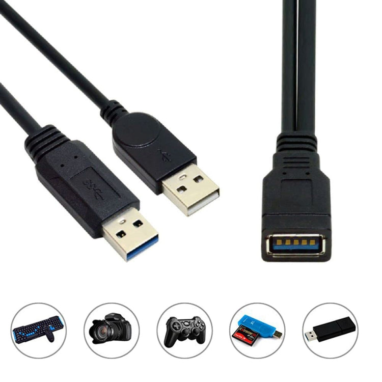 สาย USB 3.0 ตัวเมีย 2 in 1 เป็น USB 2.0 + USB 3.0 ตัวผู้ สำหรับคอมพิวเตอร์/แล็ปท็อป ความยาว 29 ซม., USB 3.0 AF เป็น USB 2.0 AM + USB 3.0 AM