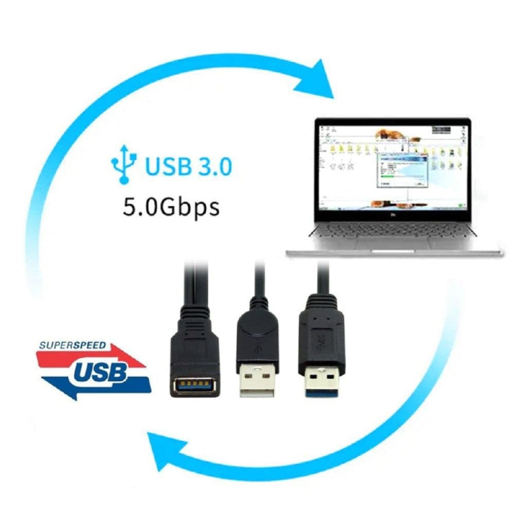 สาย USB 3.0 ตัวเมีย 2 in 1 เป็น USB 2.0 + USB 3.0 ตัวผู้ สำหรับคอมพิวเตอร์/แล็ปท็อป ความยาว 29 ซม., USB 3.0 AF เป็น USB 2.0 AM + USB 3.0 AM