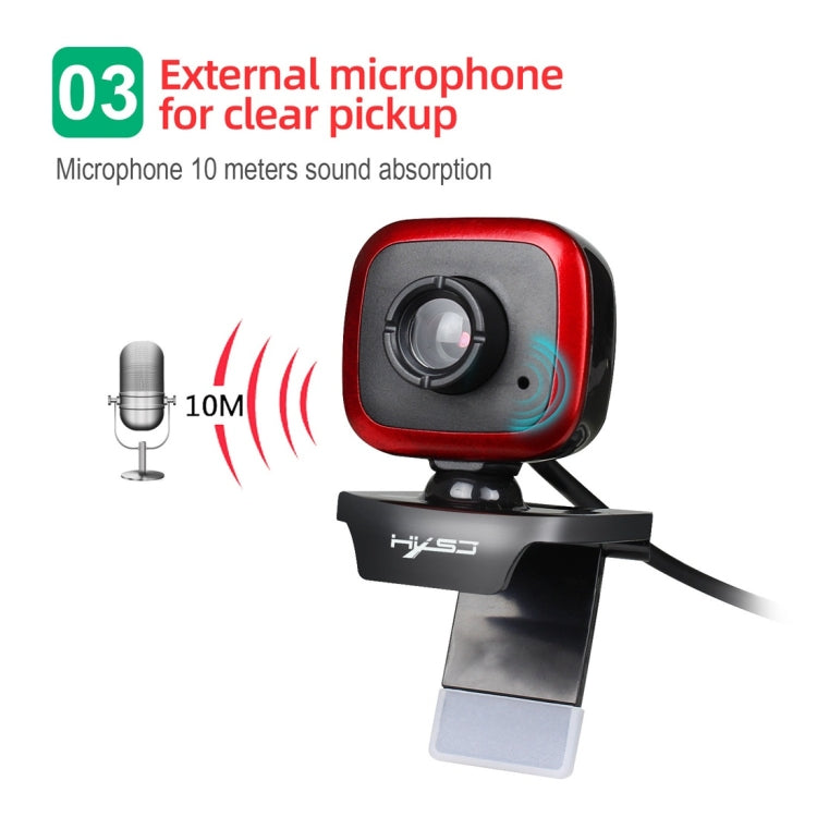 HXSJ A849 เว็บแคมวิดีโอ HD 480P ปรับหมุนได้ 360 องศา พร้อมไมโครโฟน