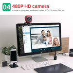 HXSJ A849 เว็บแคมวิดีโอ HD 480P ปรับหมุนได้ 360 องศา พร้อมไมโครโฟน