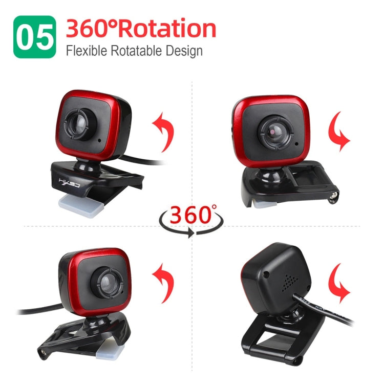 HXSJ A849 เว็บแคมวิดีโอ HD 480P ปรับหมุนได้ 360 องศา พร้อมไมโครโฟน