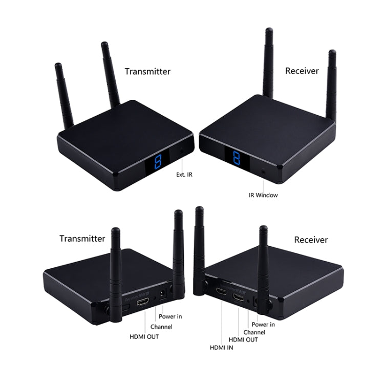 Measy FHD686-2 ชุดขยายสัญญาณมัลติมีเดีย HD 1080P 3D ไร้สาย 2.4GHz / 5.8GHz, 1 ตัวส่ง + 2 ตัวรับ, ระยะส่งสัญญาณ: 200 ม., FHD686-2 (ปลั๊ก UK), FHD686-2 (ปลั๊ก US), FHD686-2 (ปลั๊ก AU), FHD686-2 (ปลั๊ก EU)