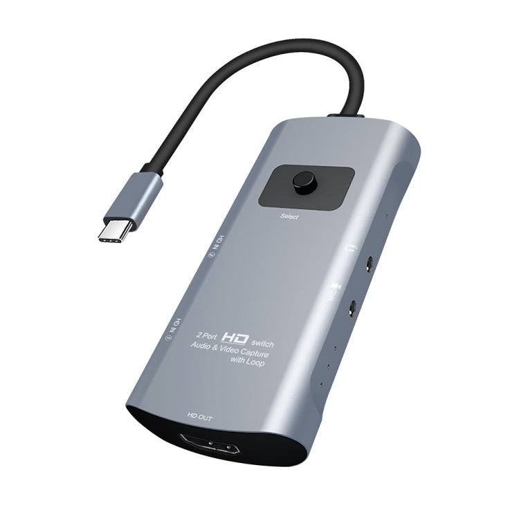 Z54A สวิตช์จับภาพวิดีโอ HDMI ออก + 2 x HDMI เข้า + ไมโครโฟน + เสียงเป็น Type-C พร้อมลูป, Z54A