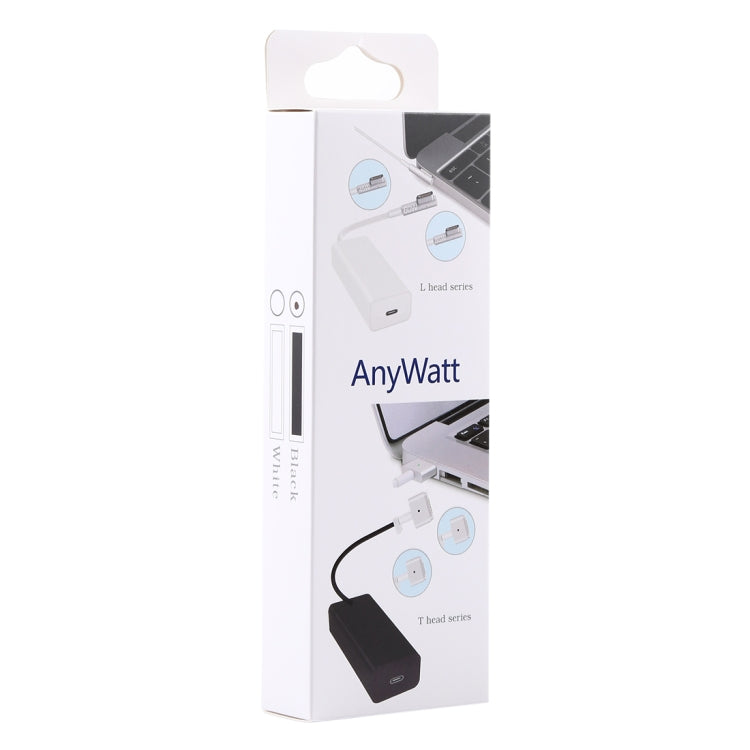 AnyWatt อะแดปเตอร์แปลงสายชาร์จ USB-C / Type-C ตัวเมียเป็น 5 Pin MagSafe 1 ตัวผู้ แบบ L สำหรับ MacBook, 85W สีดำ, 85W สีขาว