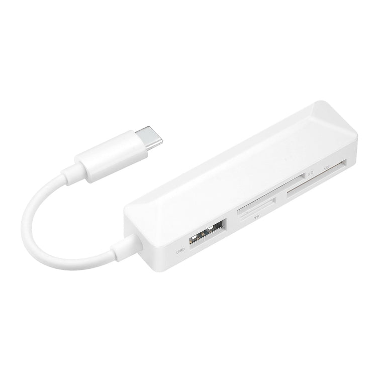 เครื่องอ่านการ์ดมัลติฟังก์ชัน 4 in 1 MS + SD + TF + USB2.0 สำหรับอุปกรณ์ Type-C, Type-C