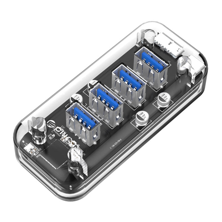 ORICO F4U HUB เดสก์ท็อป 4 พอร์ต USB 3.0 ความเร็ว 5Gbps พร้อมไฟ LED สีน้ำเงิน, 4 พอร์ต