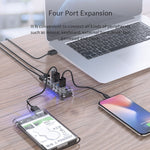 ORICO F4U HUB เดสก์ท็อป 4 พอร์ต USB 3.0 ความเร็ว 5Gbps พร้อมไฟ LED สีน้ำเงิน, 4 พอร์ต