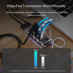 ORICO F4U HUB เดสก์ท็อป 4 พอร์ต USB 3.0 ความเร็ว 5Gbps พร้อมไฟ LED สีน้ำเงิน, 4 พอร์ต
