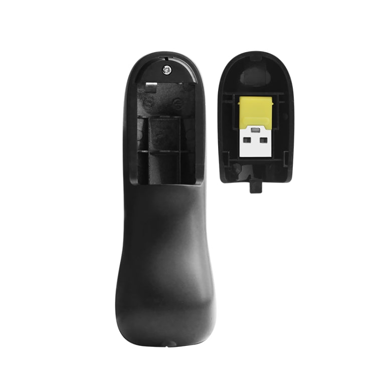 PR-05 เมาส์บินไร้สาย 2.4G 6D ไจโรสโคป ปากกาเลเซอร์พรีเซนเตอร์สำหรับ PC / แล็ปท็อป การสอน การประชุม การพูด