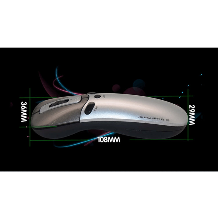 PR-05 เมาส์บินไร้สาย 2.4G 6D ไจโรสโคป ปากกาเลเซอร์พรีเซนเตอร์สำหรับ PC / แล็ปท็อป การสอน การประชุม การพูด