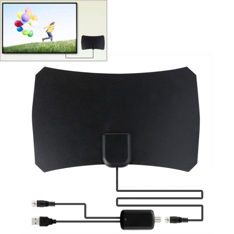 เสาอากาศ HDTV ดิจิตอลในร่ม กำไรสูง 25dBi ระยะ 50 ไมล์ พร้อมสายโคแอกเชียล 3 เมตร สีดำ, 50 ไมล์ 25dBi