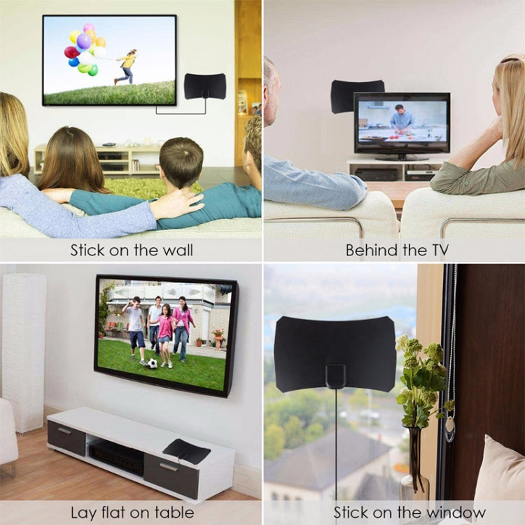 เสาอากาศ HDTV ดิจิตอลในร่ม กำไรสูง 25dBi ระยะ 50 ไมล์ พร้อมสายโคแอกเชียล 3 เมตร สีดำ, 50 ไมล์ 25dBi