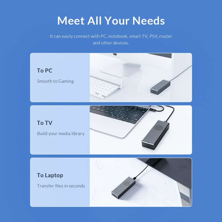 ORICO M2PVC3-G20-GY-BP เคส SSD M.2 NVMe USB3.2 20Gbps, M2PVC3-G20-GY-BP