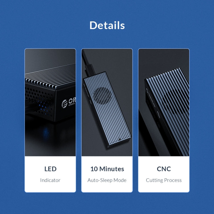 ORICO M2PVC3-G20-GY-BP เคส SSD M.2 NVMe USB3.2 20Gbps, M2PVC3-G20-GY-BP