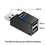 HUB แบบพกพาขนาดเล็ก 2 x USB 2.0 + 1 x USB 3.0 พร้อมสายคล้อง, USB 3.0