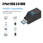 HUB แบบพกพาขนาดเล็ก 2 x USB 2.0 + 1 x USB 3.0 พร้อมสายคล้อง, USB 3.0