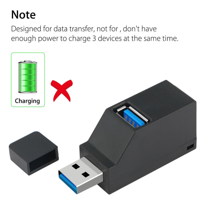 HUB แบบพกพาขนาดเล็ก 2 x USB 2.0 + 1 x USB 3.0 พร้อมสายคล้อง, USB 3.0
