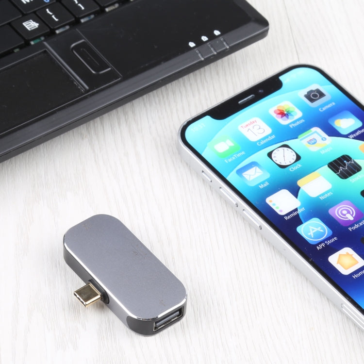 อะแดปเตอร์ 3 in 1 USB-C / Type-C ตัวผู้เป็น USB-C / Type-C + USB + DP ตัวเมีย