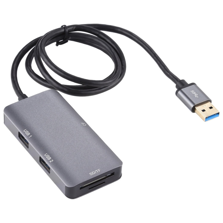 เครื่องอ่านการ์ด USB 3.0 แบบ 5 in 1 มีพอร์ต USB 3.0 คู่ + CF + TF + SD, 5 in 1 USB 3.0