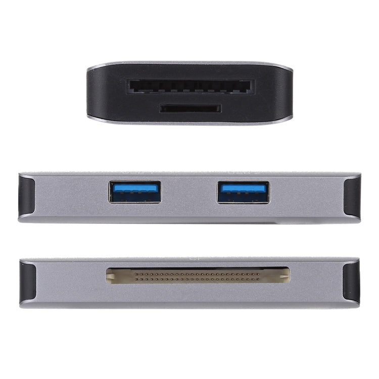 เครื่องอ่านการ์ด USB 3.0 แบบ 5 in 1 มีพอร์ต USB 3.0 คู่ + CF + TF + SD, 5 in 1 USB 3.0
