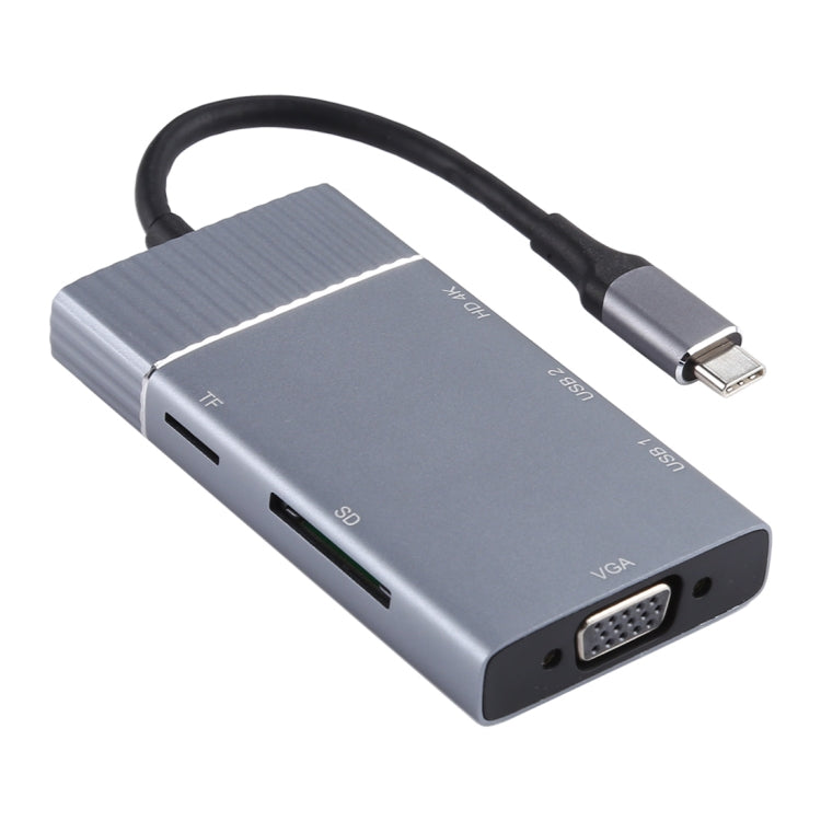 แท่นเชื่อมต่อ USB-C แบบ 7 in 1 มีพอร์ต USB 3.0 คู่ + TF/SD + HDMI/VGA + แจ็ค 3.5mm + Type-C / USB-C, 2xUSB3.0+TF/SD+HDMI/VGA+3.5mm