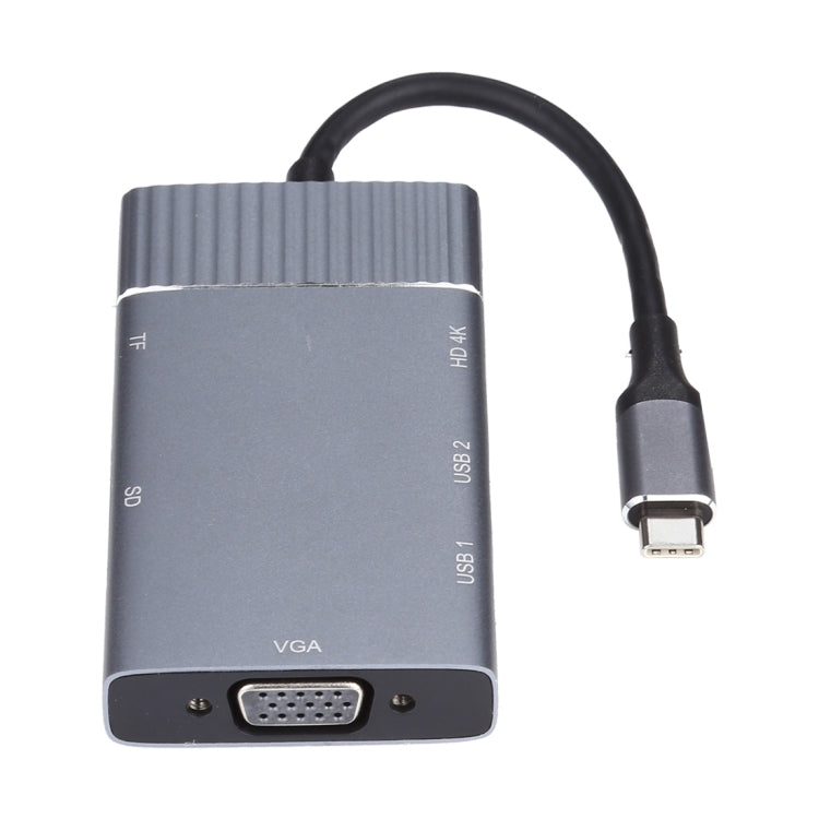 แท่นเชื่อมต่อ USB-C แบบ 7 in 1 มีพอร์ต USB 3.0 คู่ + TF/SD + HDMI/VGA + แจ็ค 3.5mm + Type-C / USB-C, 2xUSB3.0+TF/SD+HDMI/VGA+3.5mm