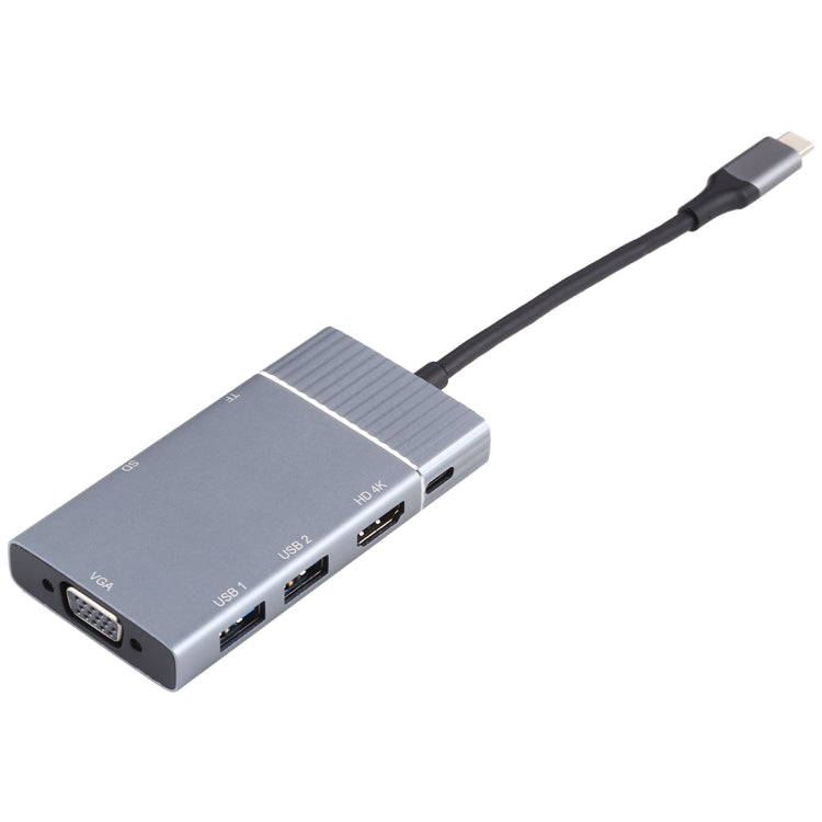 แท่นเชื่อมต่อ USB-C แบบ 7 in 1 มีพอร์ต USB 3.0 คู่ + TF/SD + HDMI/VGA + แจ็ค 3.5mm + Type-C / USB-C, 2xUSB3.0+TF/SD+HDMI/VGA+3.5mm