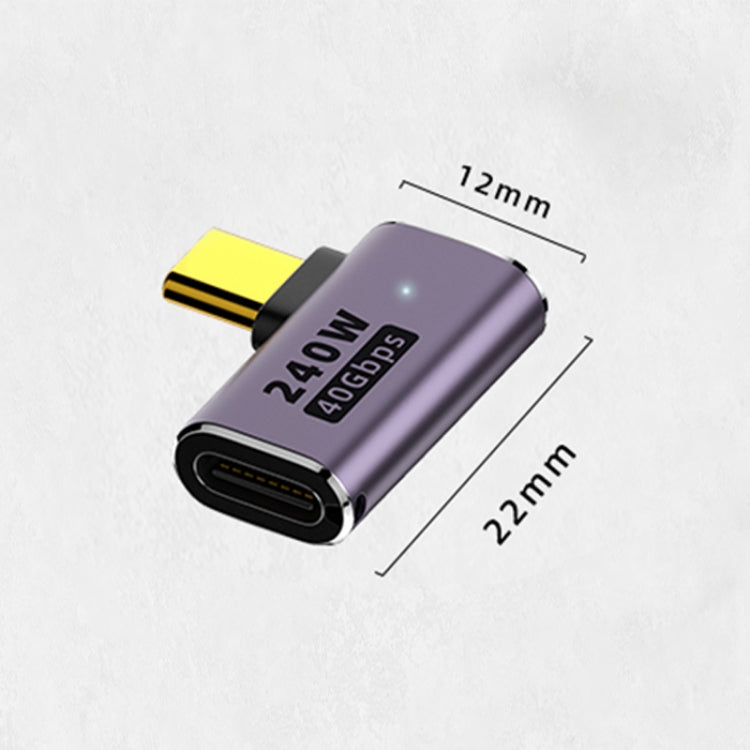 อะแดปเตอร์ USB-C/Type-C ตัวเมียเป็น USB-C/Type-C ตัวผู้ 240W 40Gbps แบบงอข้าง พร้อมไฟ, อะแดปเตอร์งอข้าง