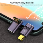 อะแดปเตอร์ USB-C/Type-C ตัวเมียเป็น USB-C/Type-C ตัวผู้ 240W 40Gbps แบบงอข้าง พร้อมไฟ, อะแดปเตอร์งอข้าง