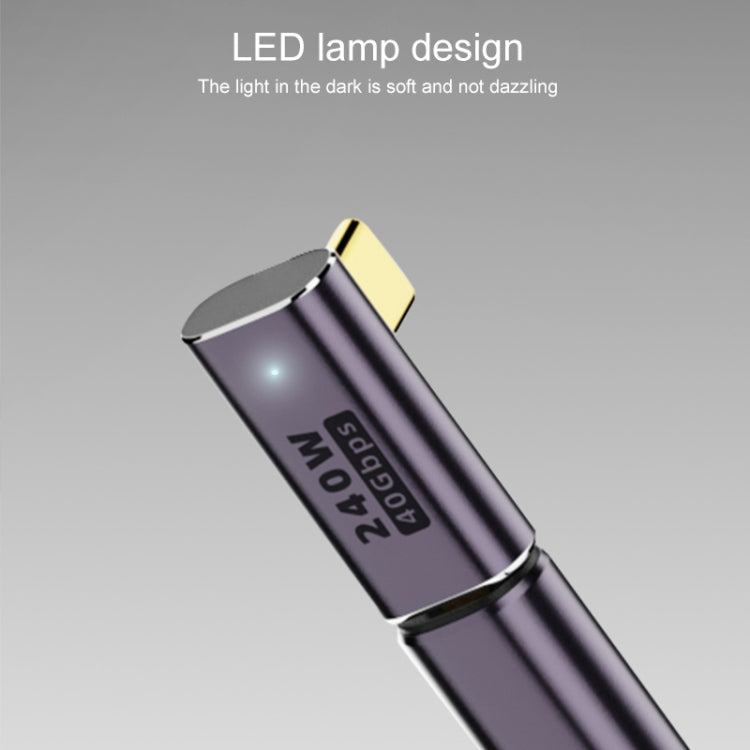 อะแดปเตอร์ USB-C/Type-C ตัวเมียเป็น USB-C/Type-C ตัวผู้ 240W 40Gbps แบบงอกลาง พร้อมไฟ, อะแดปเตอร์งอกลาง