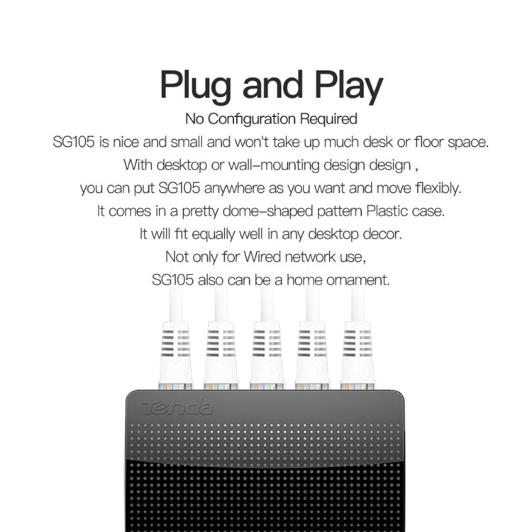 สวิตช์เครือข่าย Tenda SG105 Mini 5 พอร์ต 1000Mbps Gigabit LAN HUB สีดำ รุ่น Tenda SG105 5 พอร์ต