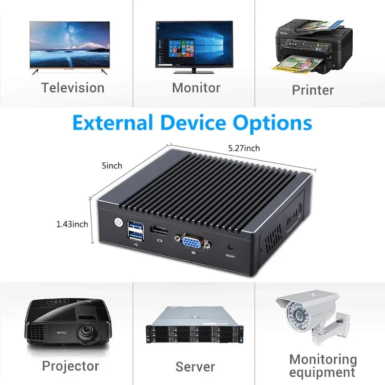 มินิพีซีระบบ Windows และ Linux รุ่น K660G4 ซีพียู Intel Celeron N2840 ควอดคอร์ 2M Cache 1.83GHz, สูงสุด 2.25GHz, RAM 2GB + SSD 32GB