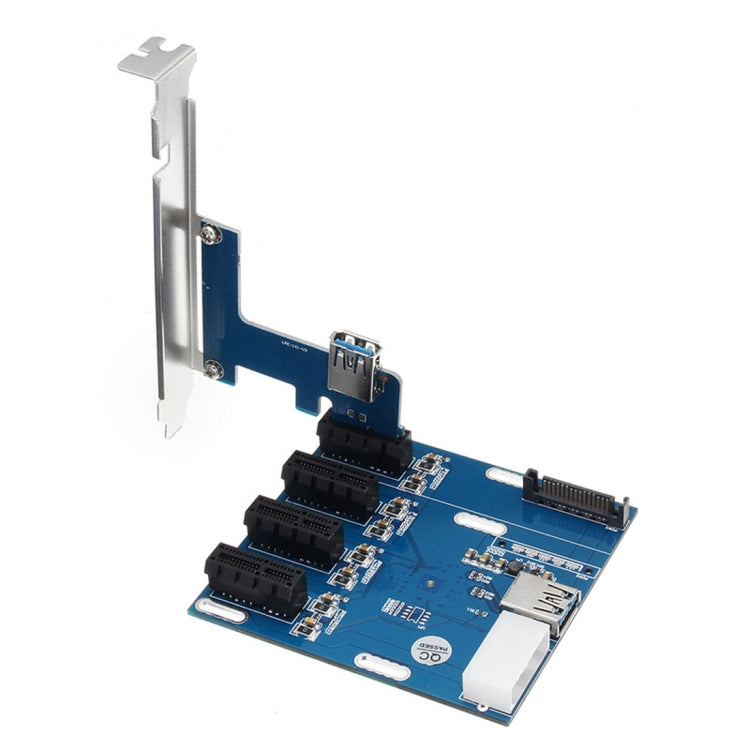 การ์ดแปลง PCI-E เป็น PCI-E 1 เป็น 4 ช่อง PCI-E Express Card 1 ช่อง พร้อมช่อง PCI-E 4 ช่อง