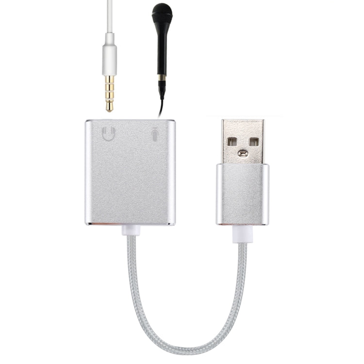 การ์ดเสียง USB เสมือน 7.1 ช่องแบบภายนอกตัวเรือนอลูมิเนียมอัลลอย พร้อมสายยาว 13 ซม. สำหรับพีซีและแล็ปท็อป, USB